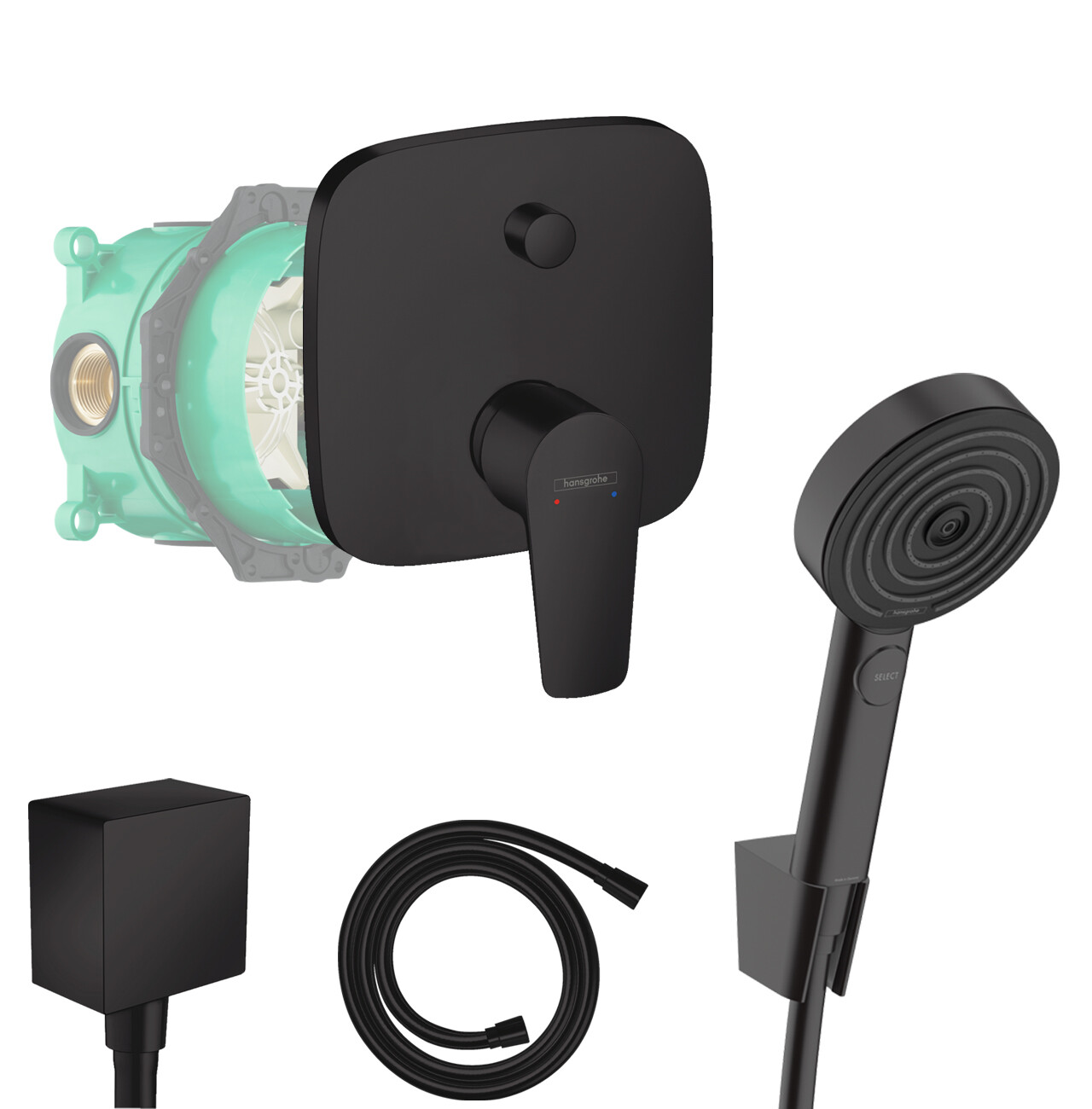 Душевая система Hansgrohe Unterputz Talis schwarz Regendusche черного цвета