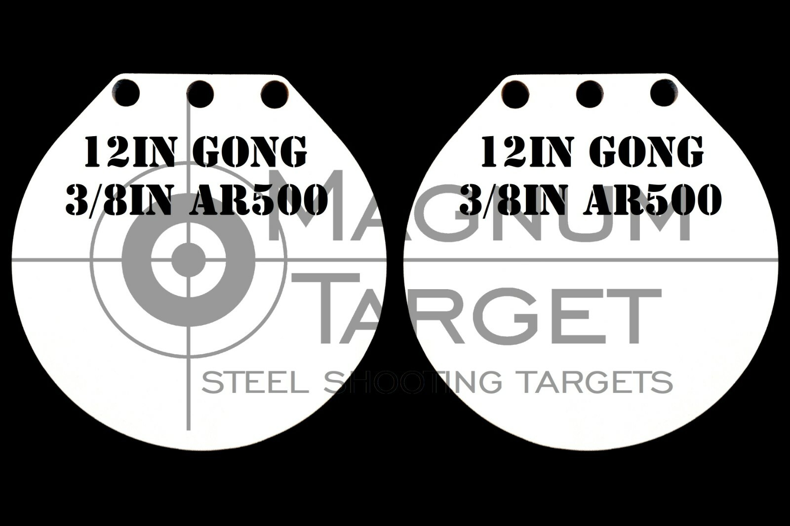 12in. AR500 Steel Gongs 3/8in.Thk Rifle/Pistol Targets 2pc. Metal