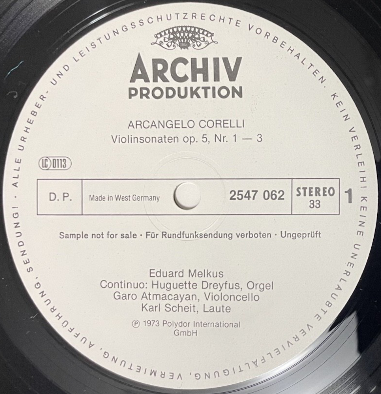 Archiv 2547 062 WHITE PROMO Melkus Dreyfus Atmacaya: Corelli