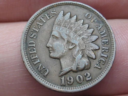 1902 Indian Head Cent Penny- Brown, XF Details