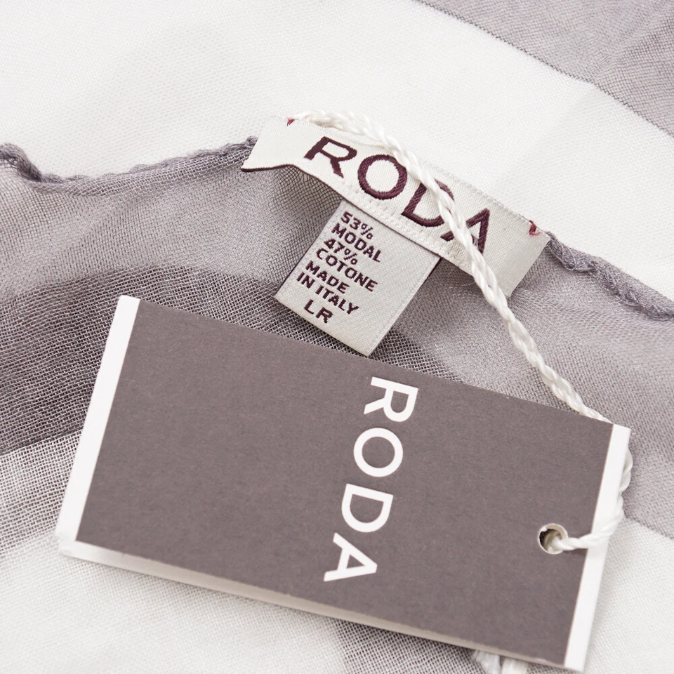 NUEVO CON ETIQUETAS RODA Gris-Marrón Estampado Ligero Algodón Bolsillo Cuadrado Círculo Foto 2 de 4