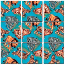 B Dazzle Ferocious Felines Scramble Squares 9 Piece Puzzle