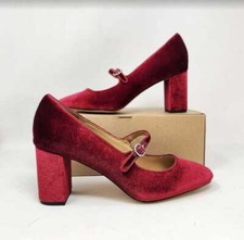 Women's 7 7.5 9 J Crew Factory velvet Mary Jane pumps in Deep Ruby Red