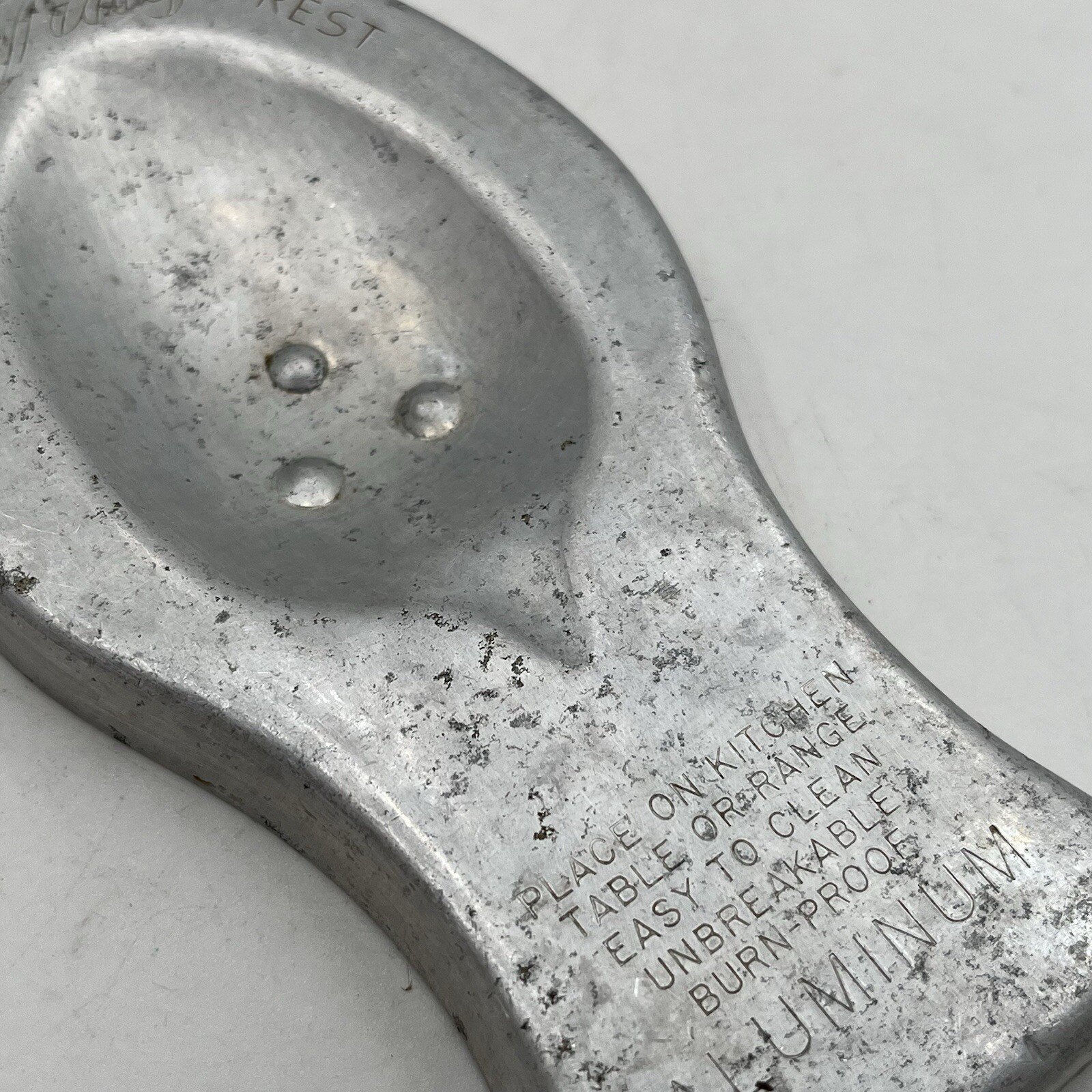 VTG Foley Tidy Kitchen Spoon Rest Aluminum 5-1/4" long MCM Retro Farmhouse Kitch