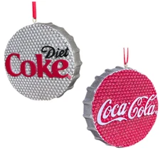 Kurt Adler Coca Cola Bottle Cap Ornament Diet Coke Resin 4 Inch Each