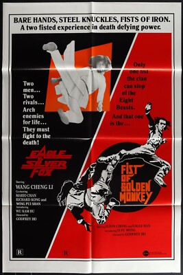 Eagle vs Silver Fox/Fist of Golden Monkey (1980) Original Movie Poster 27x41