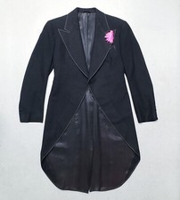 Antique 10s 20s Mens Tailcoat Morning Coat Black Wool Jacket 1910s Sz 36 NICE