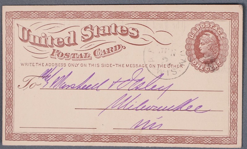 MayfairStamps US 1875 Wisconsin Appleton to Milwaukee Stationery Card cca_03971