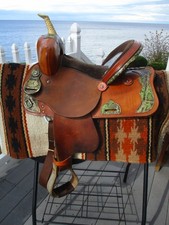 13'' FQH BARS 73 Circle A American Saddlery leather western Camo Barrel saddle