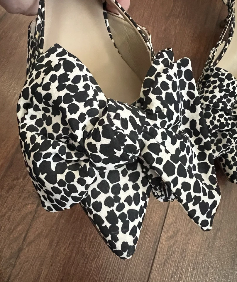 Tacones de gatito ANN TAYLOR estampado de leopardo lazo grande espalda día a noche talla 8,5 M Foto 4 de 4