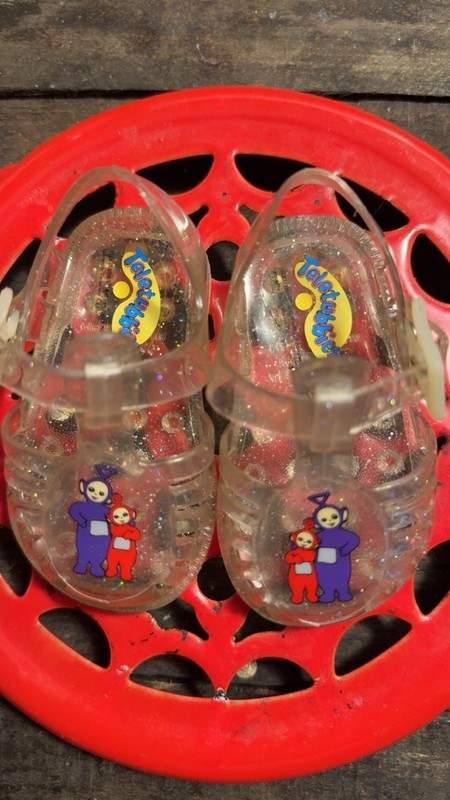 Teletubbies Girls Clear Glitter Jelly Plastic Sandals with Character Graphics