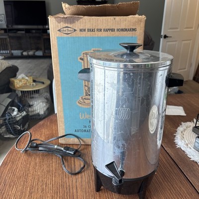 Coffee Maker West Bend 9306 Aluminum 36 Cup Automatic Vintage in Box  