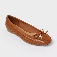 Women  s Merritt Flats with Memory Foam Insole - Universal Thread Cognac 7