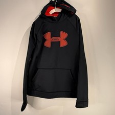 Under Armour Storm 1 ColdGear Boys YXL Black Red Pullover Hoodie Loose Fit