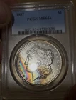 1887 Morgan Silver Dollar $1 PCGS MS65➕ ‼️LUSTROUS RAINBOW TONER‼️