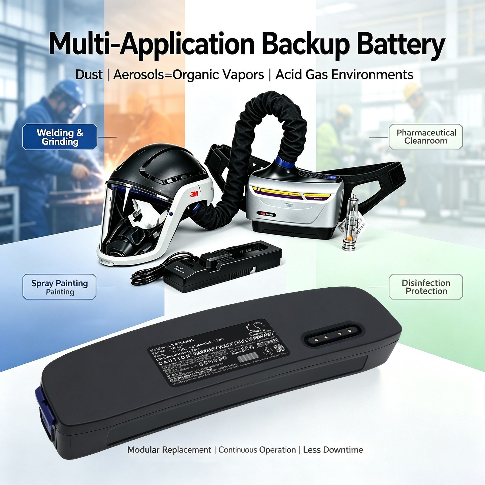 BATTERIE 5200mAh TR-632 Type For 3M TR-600 Powered Air Purifying Respirator