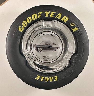 Dale Adkins Art 1955 Chevrolet Bel Air Goodyear Rubber Tire Ashtray 4  X 2 
