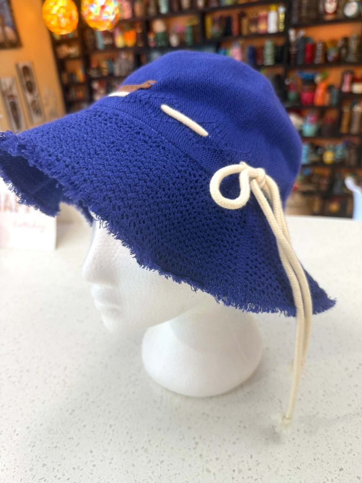 Sperry Topsider Floppy Knit Bucket Sun Hat Women's Blue Packable