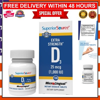 Pure 1000 IU Vitamin D3 Sublingual Tablets - Immune & Energy Support, 100 Count