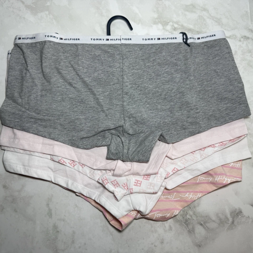 Tommy Hilfiger Mujer XL 5 Pares Boyshort Ropa Interior Logo Algodón Rosa Blanco Panty Foto 4 de 4