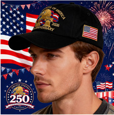 250th Anniversary American Eagle Embroidered Baseball Cap - BLACK