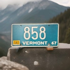 Vintage 1968 3 Digit Vermont License Plate - #858