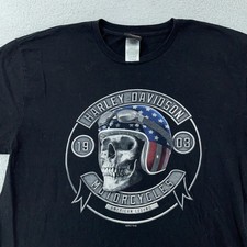 Harley-Davidson Shirt L/XL Skull American Flag Graphic Barb's NJ Made in USA