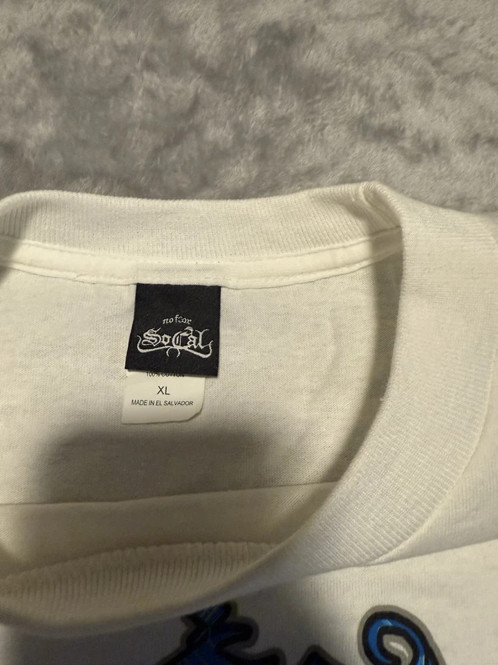 Camiseta masculina vintage So Cal XL branca azul estrelas Y2K - Imagem 4 de 4