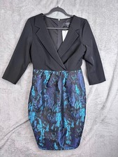 Paper Dolls by Little Mistress Dress Womens 6 US Black Blue Blazer Sheath NWT