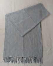 Authentic Fendi FF Logo Knitted Classic Unisex Scarf Light Blue Made in Italy