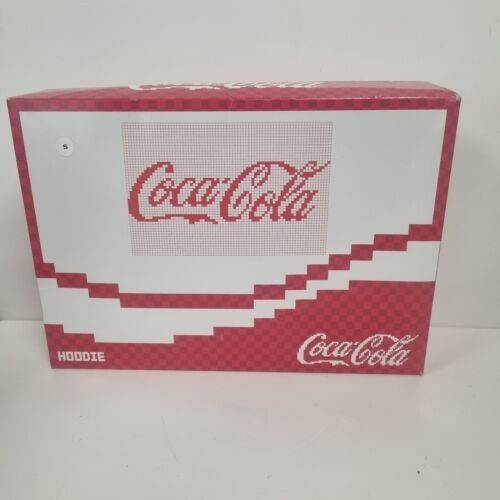Coca Cola Pixel Grid Hoodie White Retro Gaming Style Small New - Picture 3 of 6