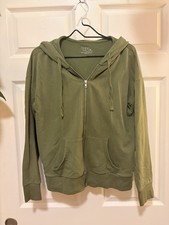 Time and Tru Olive Zip Front Hoodie