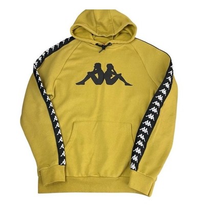 Kappa Hoodie Striped Long Sleeve Pullover Sweatshirt Mens Size XL Yellow