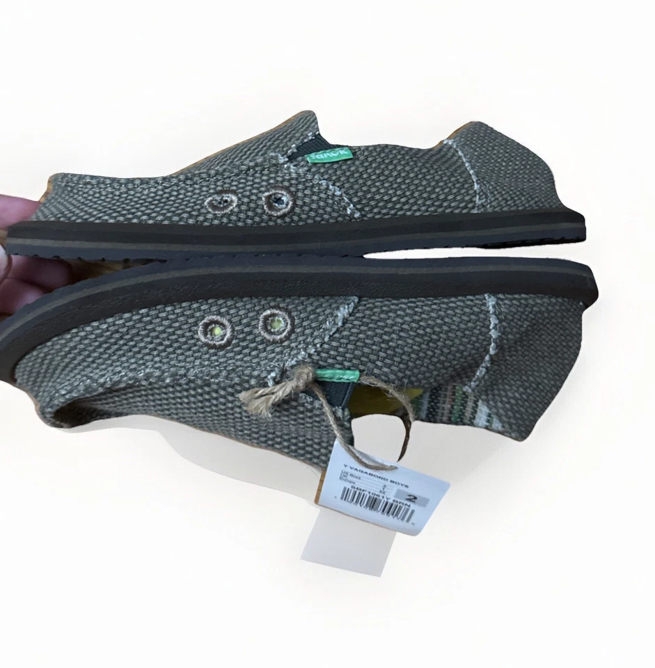 Sanuk NUEVO con Etiquetas Vagabundo Sin Cordones Jóvenes Niños Talla 2 M Zapatos Informales SBF1061Y BRN Foto 3 de 4