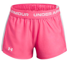 Under Armour Girls' Tech Play Up Logo Lightweight Shorts Pink/White Youth Medium
