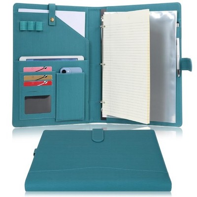 A4 PU Leather Portfolio Holder Ring File Document Case with Removable Binder ...