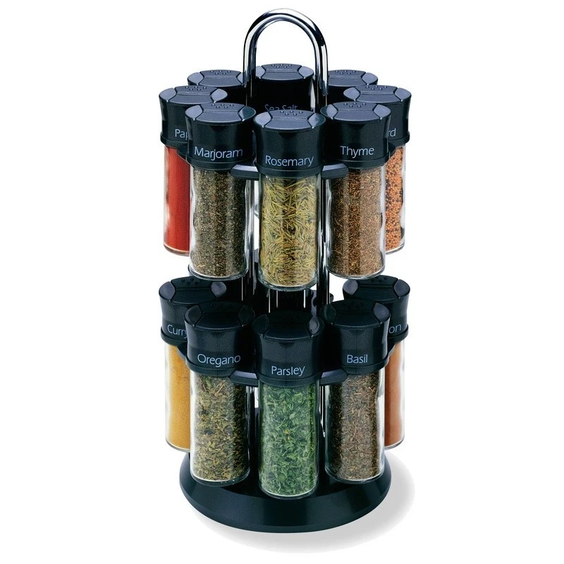 Two Tier Spice Rack Carousel 16 Spice Jars W/ Easy Access Shake Pour Flaps New - Image 2 of 4