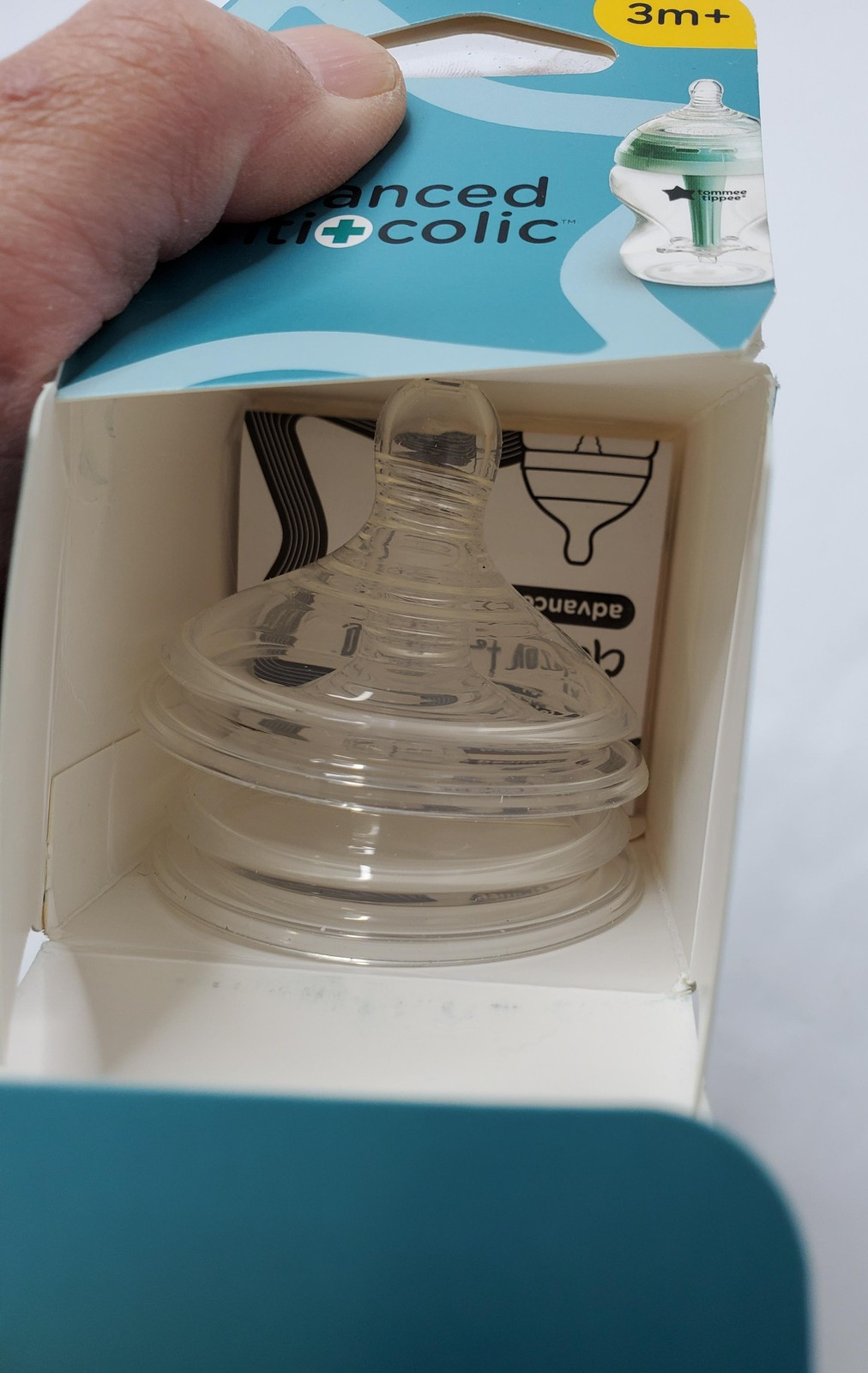 2pk Tommee Tippee Advanced Anti-Colic Medium Flow Bottle Nipples 3m+ BPA Free