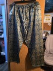 Victoria's Secret Teal Gold Damask Satin Pajama Set L Button Collared Women's — photo 2