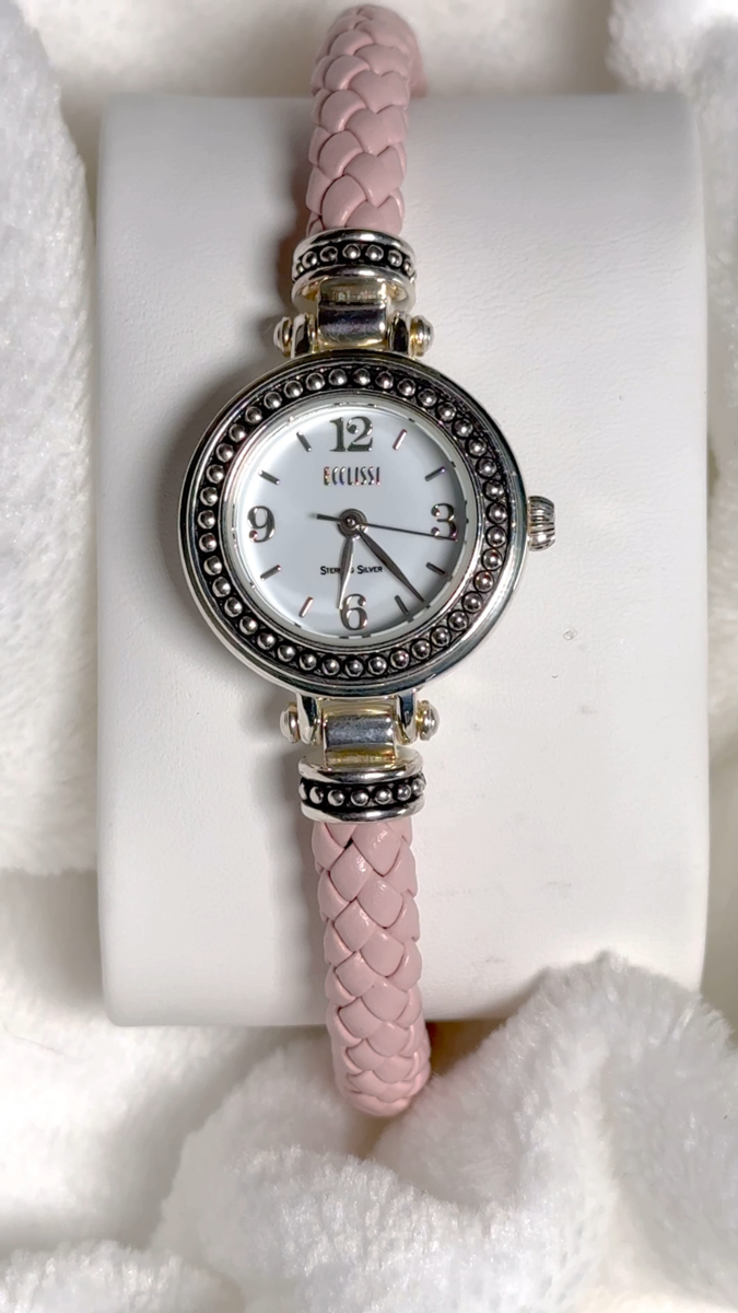 Ecclissi Sterling Silver Ladies Quartz Watch Pink Braided  display picture 1