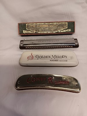 2 alte Mundharmonika, M. Hohner, Golden Melody und Rheingold