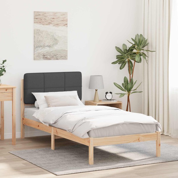 Bettgestell Mit Gepolstertem Kopfteil Dunkelgrau 90 X 190 Cm-image