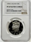 1994-S Silver Kennedy Half Dollar NGC PF69 Ultra Cameo Proof 90% Silver