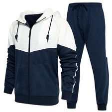 Men's Navy XL Tracksuit Long Sleeve Jogging Running Sports Set