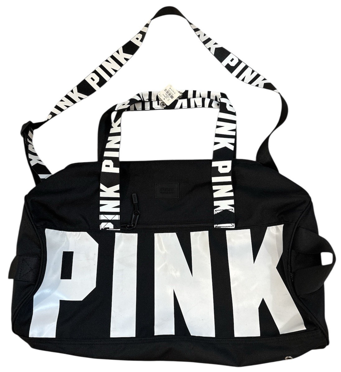 Victoria Secret PINK Tote Duffle Bag Travel Weekender Black & White Logo