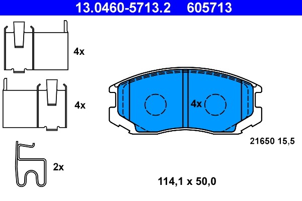 13.0460-5713.2 ATE Brake Pad Set, Disc Brake for Daihatsu, Toyota