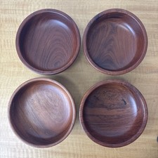 Set of 4 Wooden Bowls w/ Pedastel Beautiful Wood - Cereal / Salad Bowl