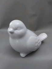 Porzellanfigur Vogel Spatz Figur Meise Grau Porzellan 