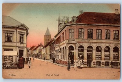 Hobro Region Nordjylland Denmark Postcard Part of the Square c1910 Antique