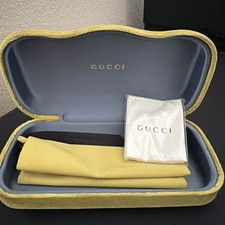 New Authentic Gucci Sunglasses Eyeglasses Case Gold Velvet Clamshell Case